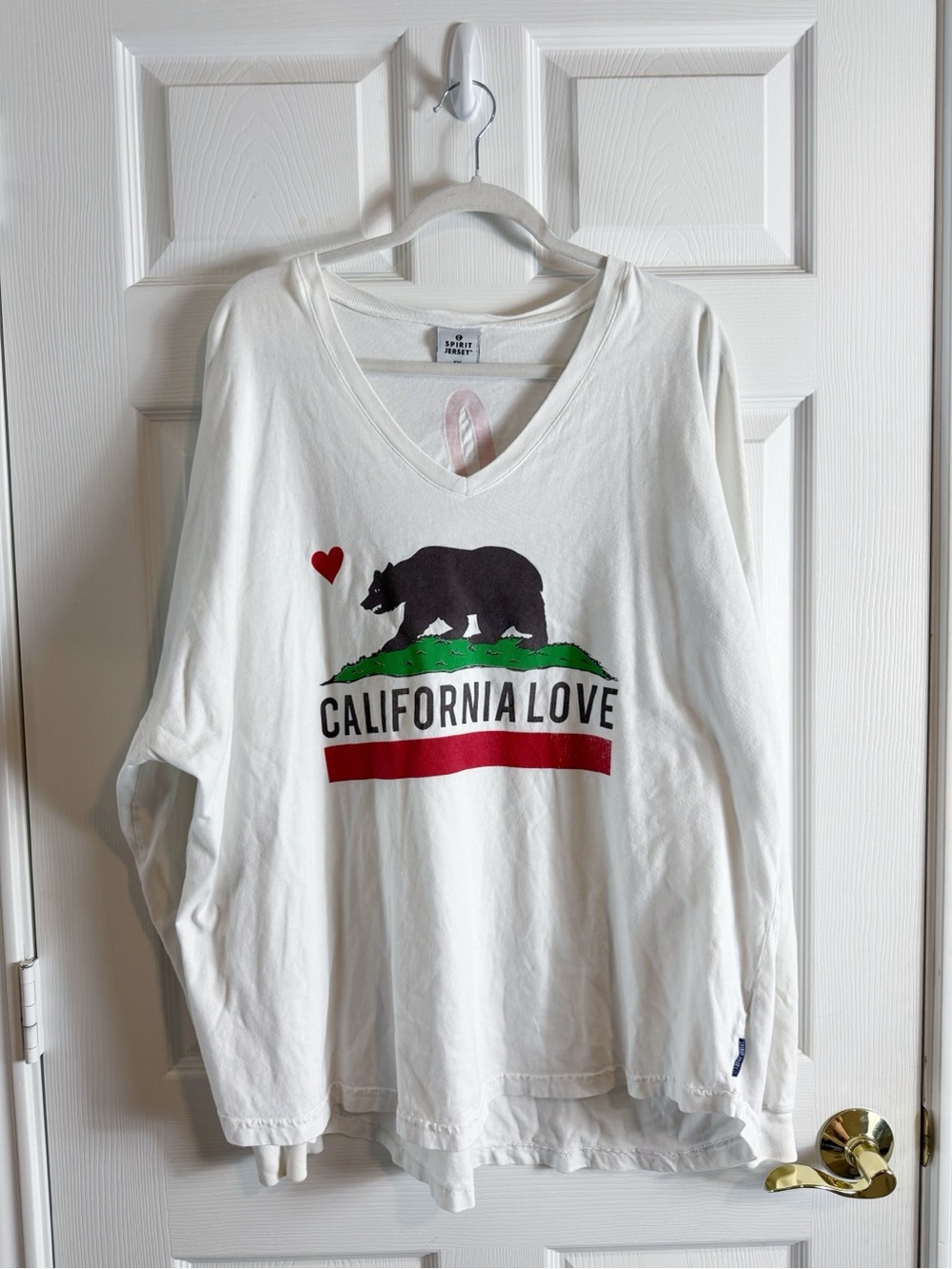 California Love Long Sleeve V-Neck Tee - White